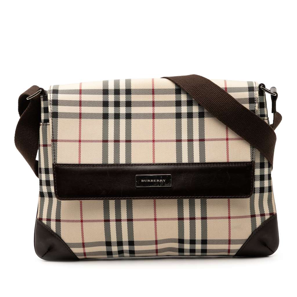 Burberry House Check Canvas Flap Crossbody