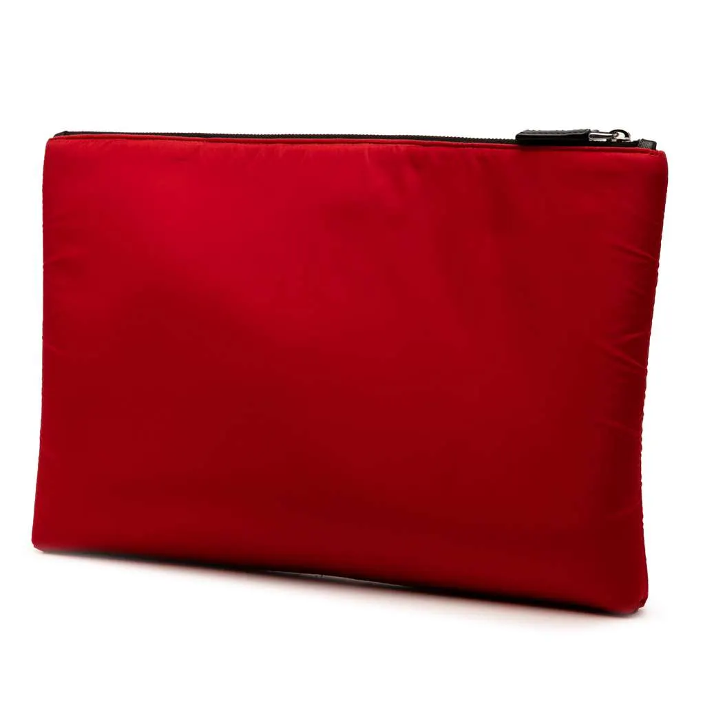 Prada Tessuto Soft Zip Clutch Red Very good - Back View