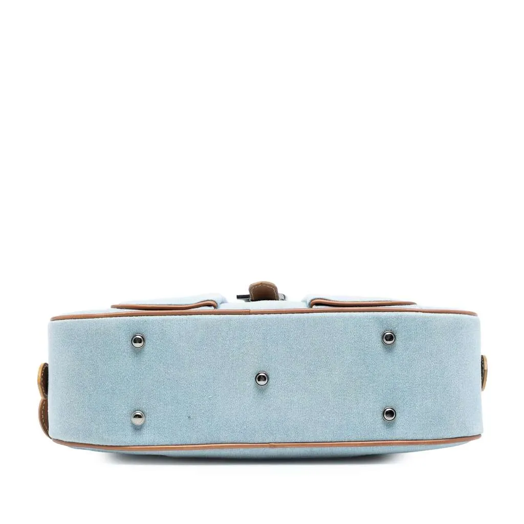 Dior Mini Denim Double Saddle Bowler Bag Blue Denim Very good - Inside View