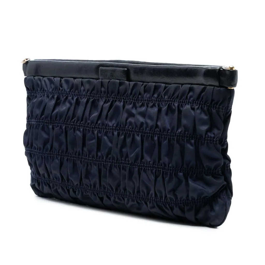 Prada Tessuto Gaufre Crossbody Blue Good - Back View
