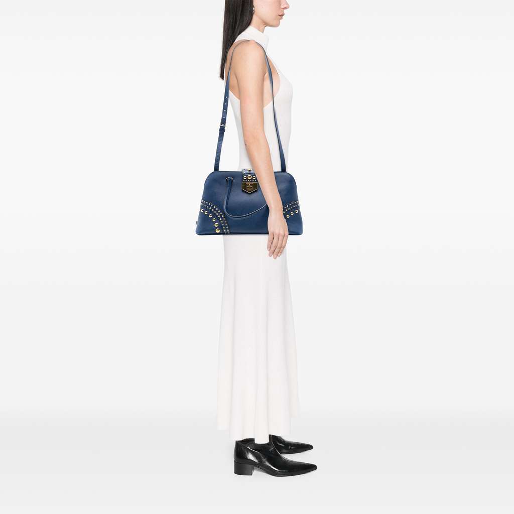 Prada Studded Saffiano Cuir Promenade Satchel - 5