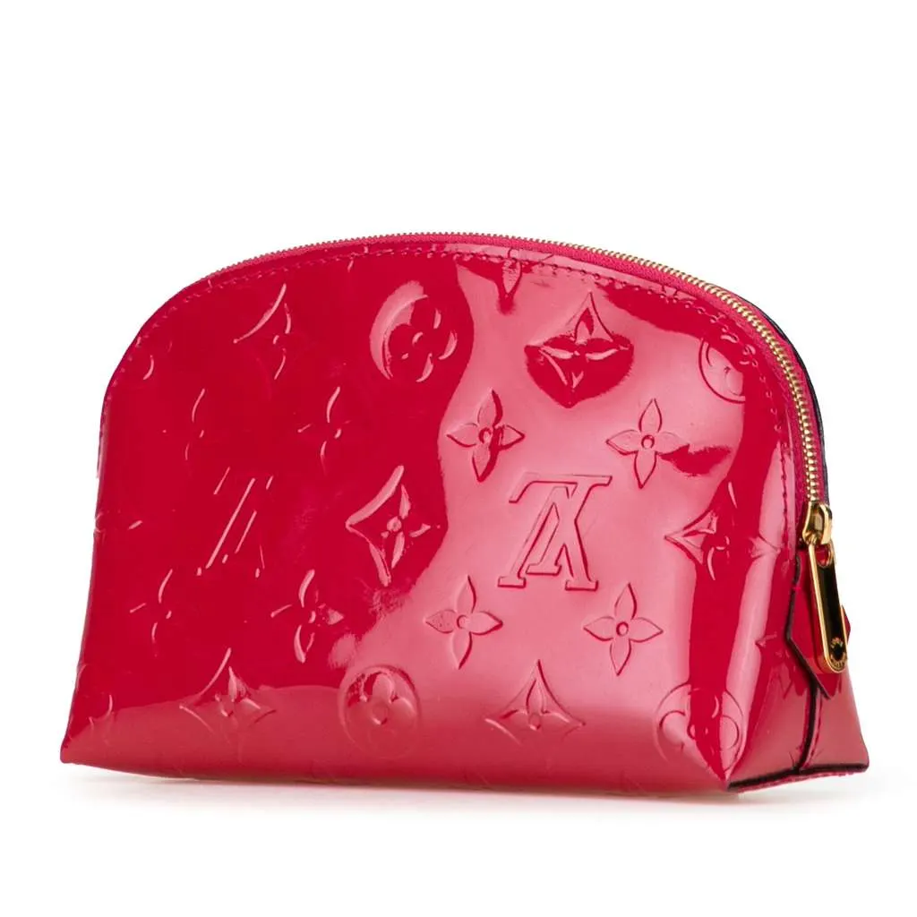 Louis Vuitton Monogram Vernis Cosmetic Pouch Red Leather Good - Back View