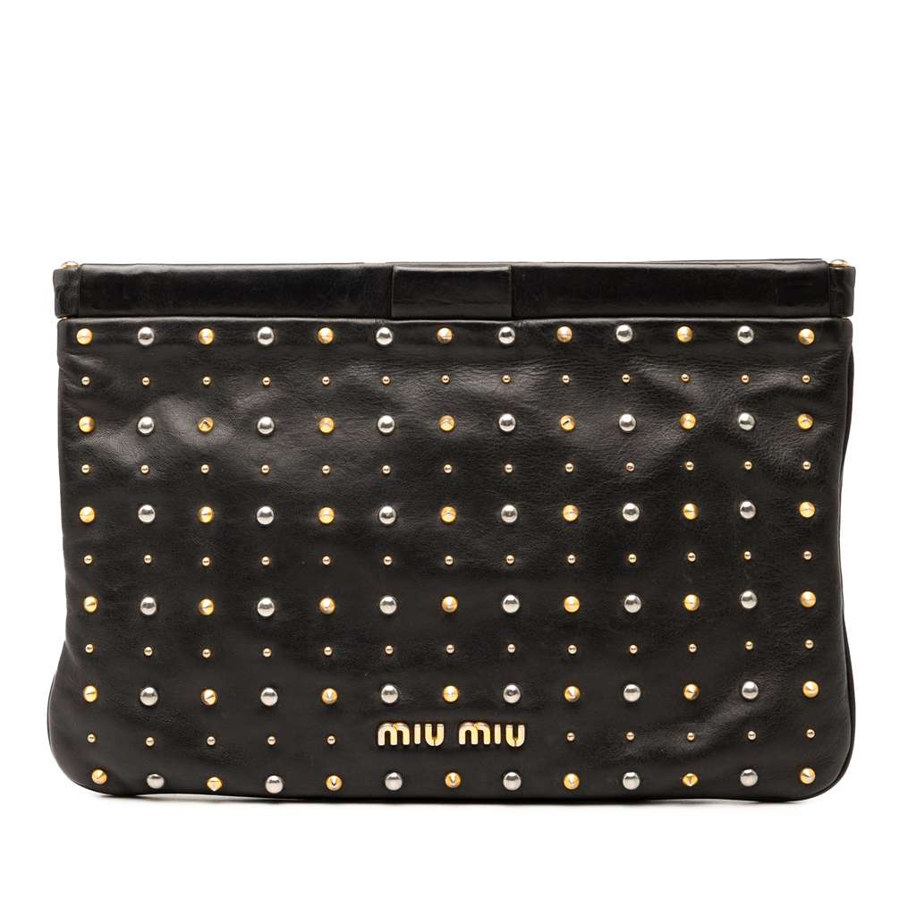 Miu Miu Studded Leather Frame Clutch
