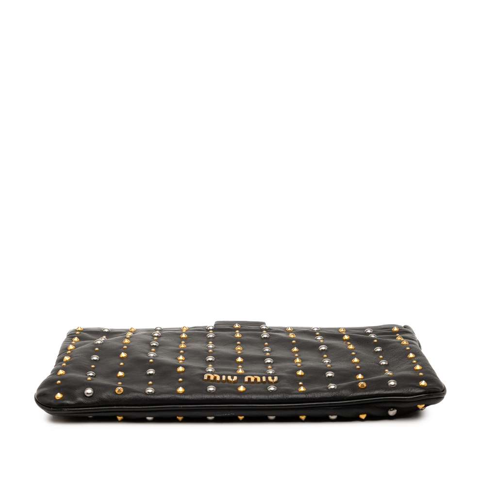 Miu Miu Studded Leather Frame Clutch - 3