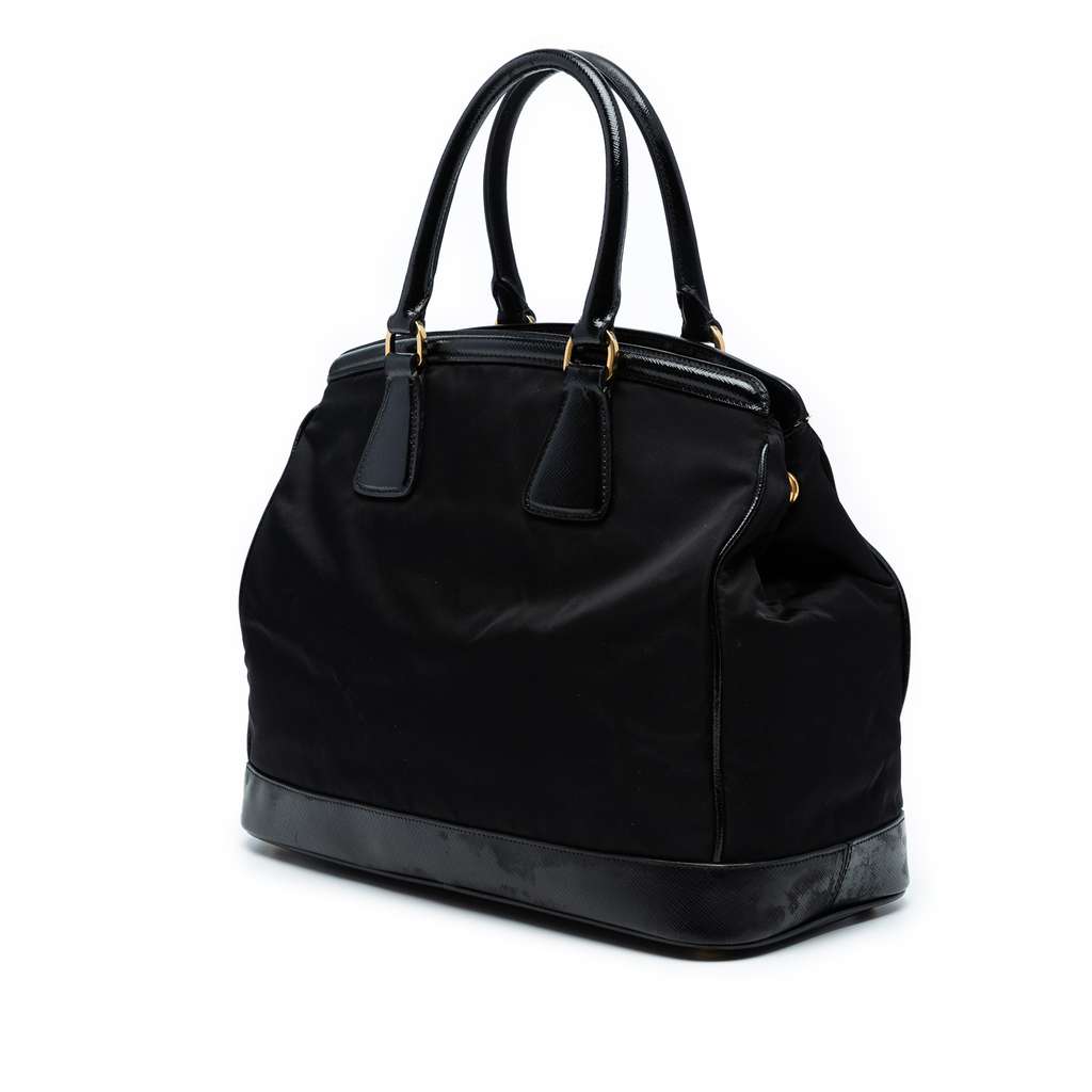 Prada Saffiano Vernice Trimmed Tessuto Parabole Tote - 2