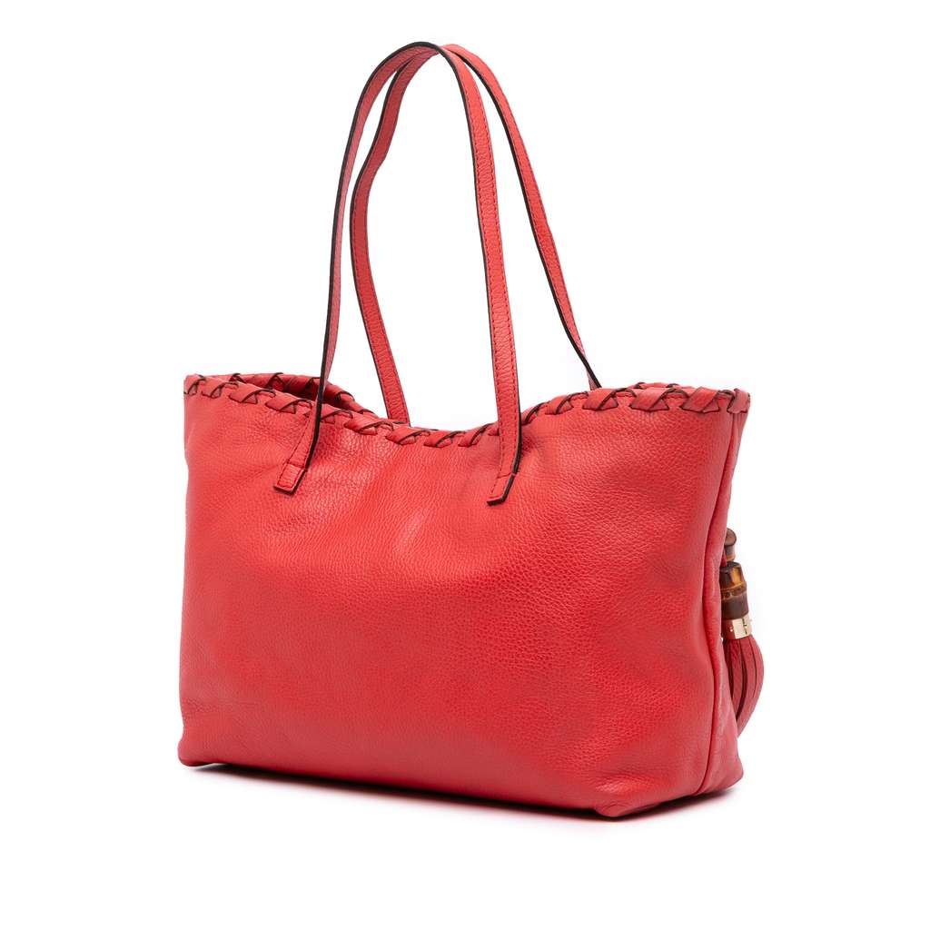 Gucci Leather Bamboo Tassel Tote - 2