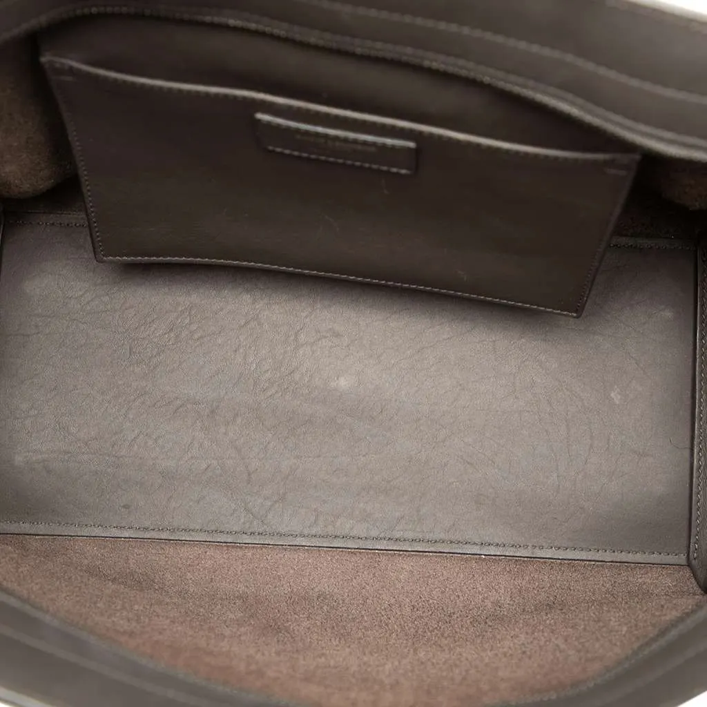 Saint Laurent Small Croc Embossed Trimmed Leather Downtown Cabas Satchel Grey Leather Good - Model View