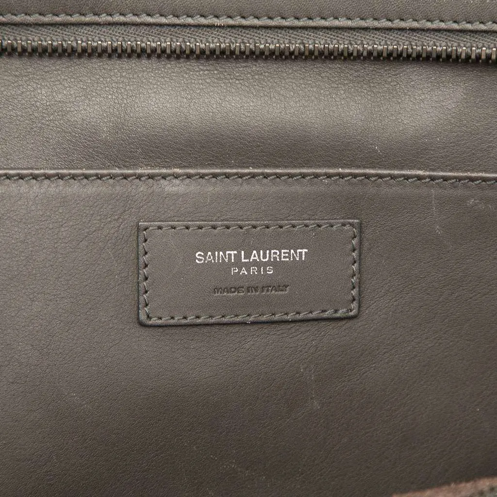 Saint Laurent Small Croc Embossed Trimmed Leather Downtown Cabas Satchel Grey Leather Good - Box View