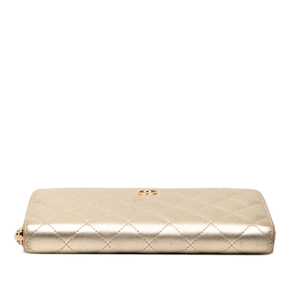 Chanel Quilted Metallic Lambskin Zip Around Long Wallet - 3