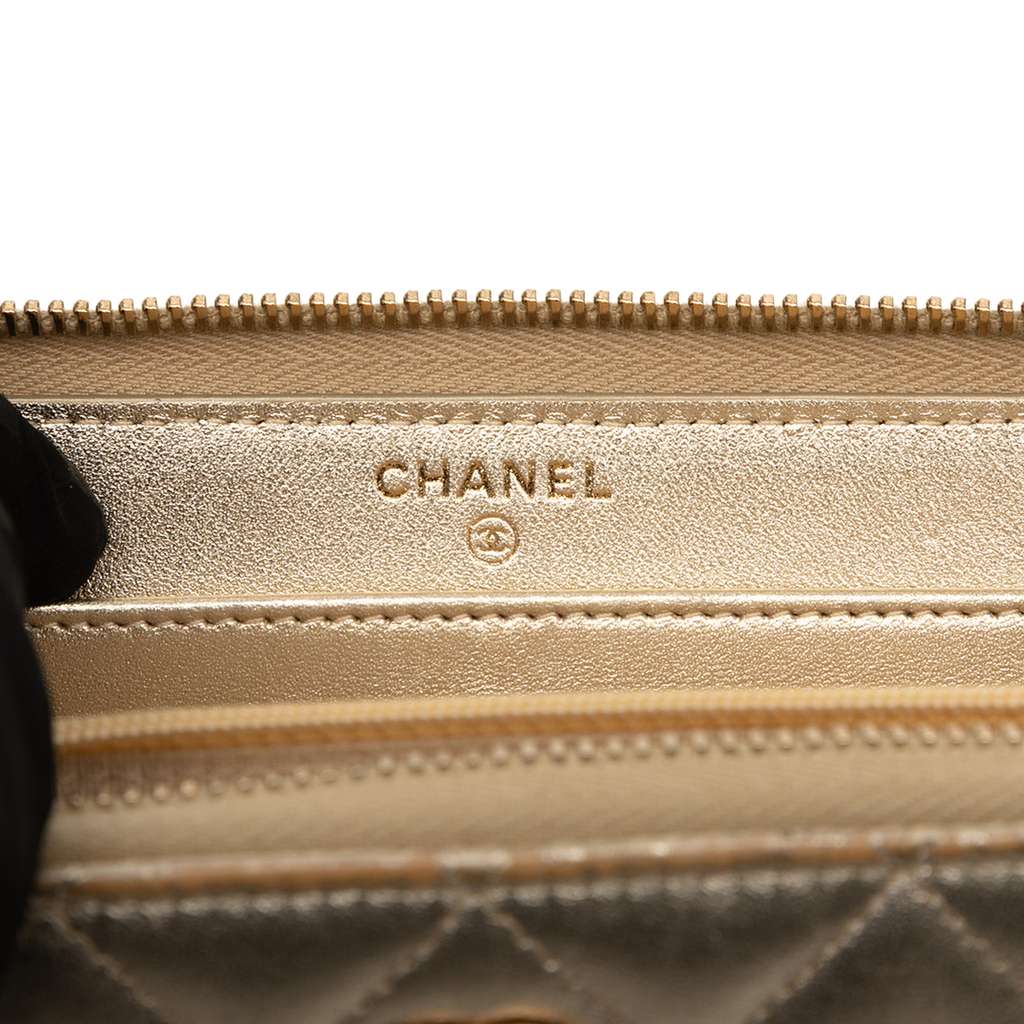 Chanel Quilted Metallic Lambskin Zip Around Long Wallet - 5