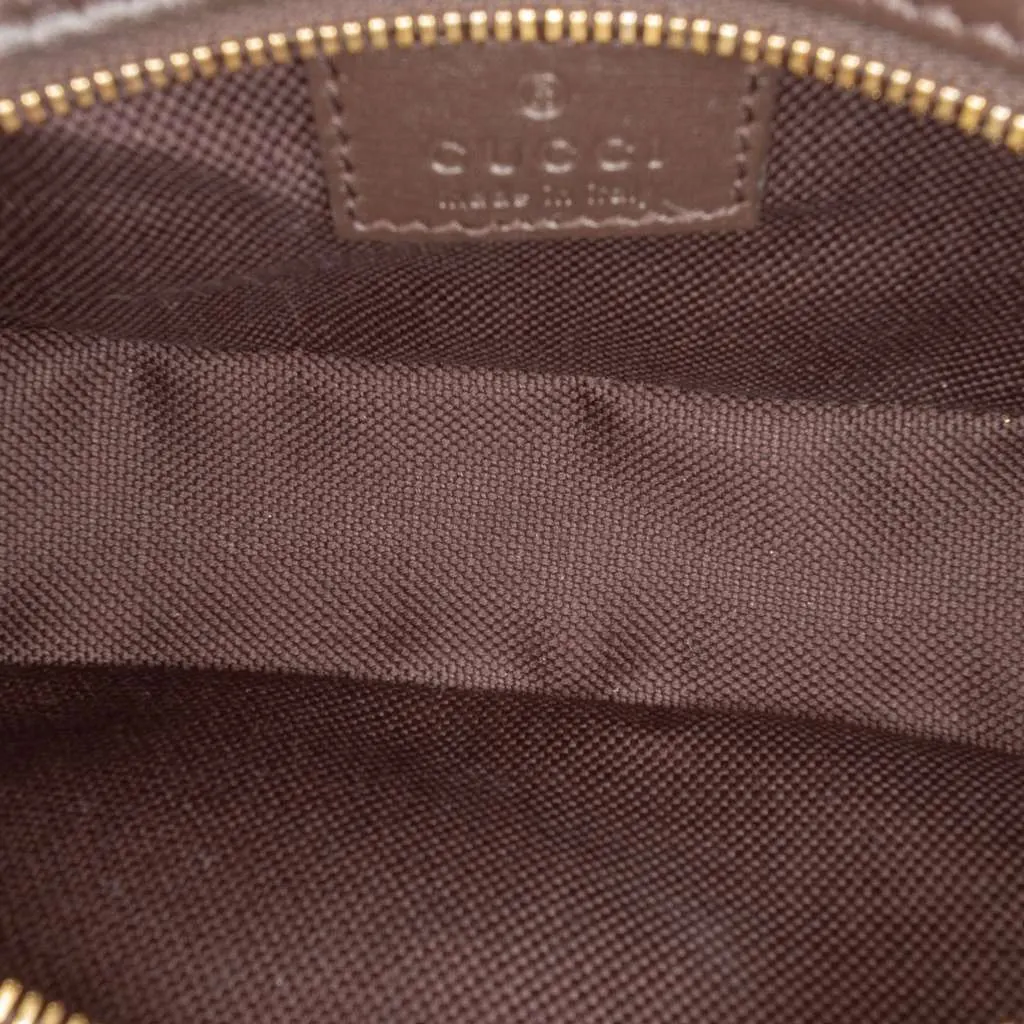 Gucci Mini GG Supreme Moon Side Web Shoulder Bag Brown Canvas Very good - Model View