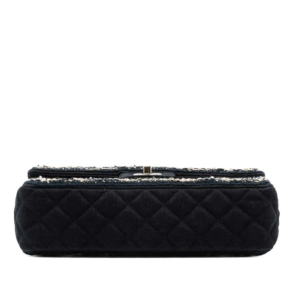 Chanel Medium Classic Denim Braided Single Flap Black Denim Very good - Inside View
