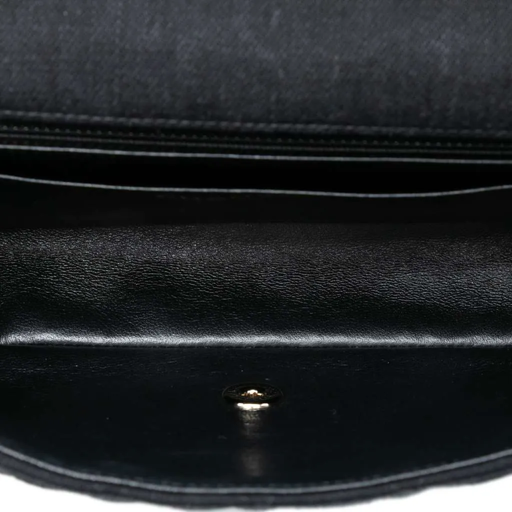 Chanel Medium Classic Denim Braided Single Flap Black Denim Very good - Model View