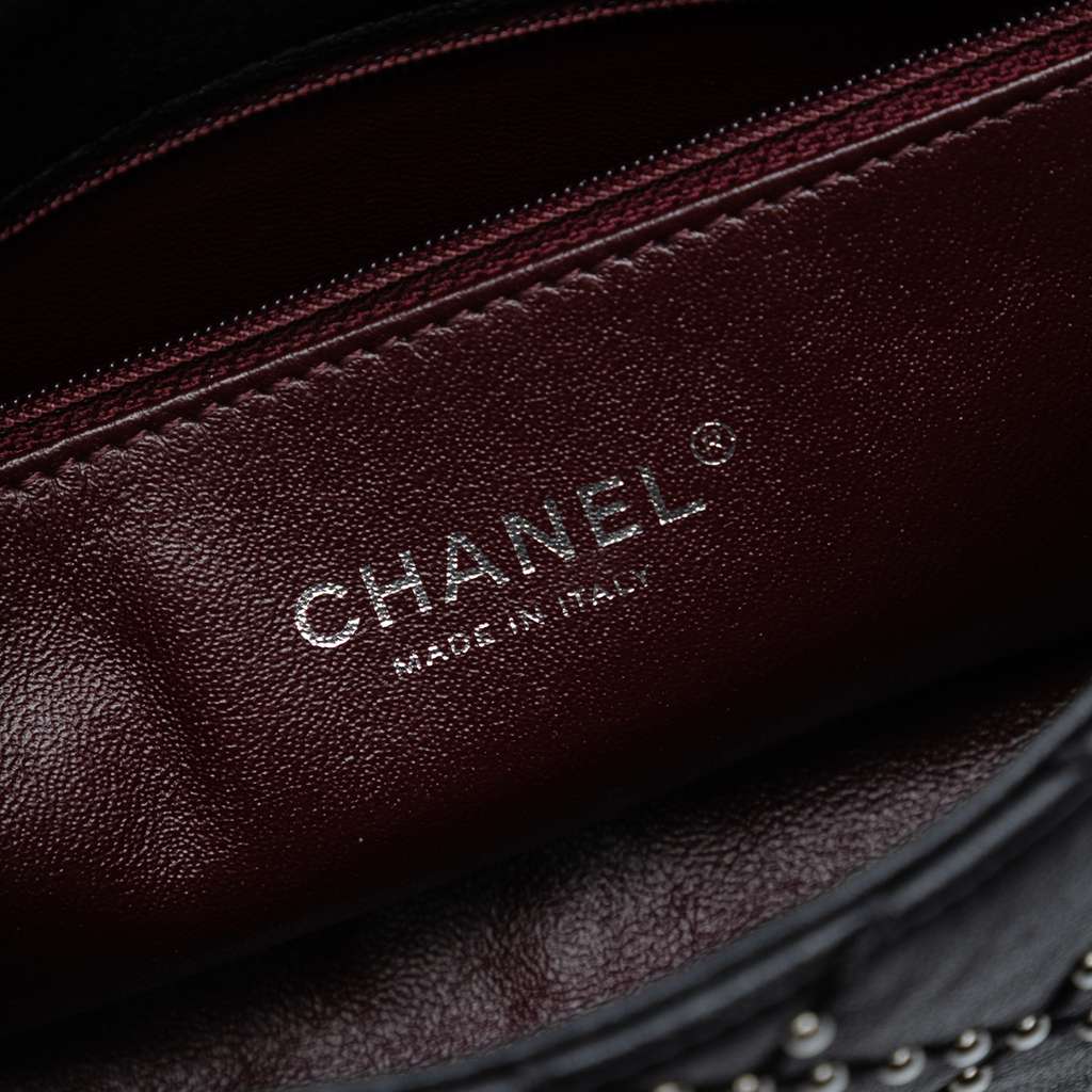 Chanel Small Quilted Distressed Calfskin Studded Metal Beauty Flap - 5