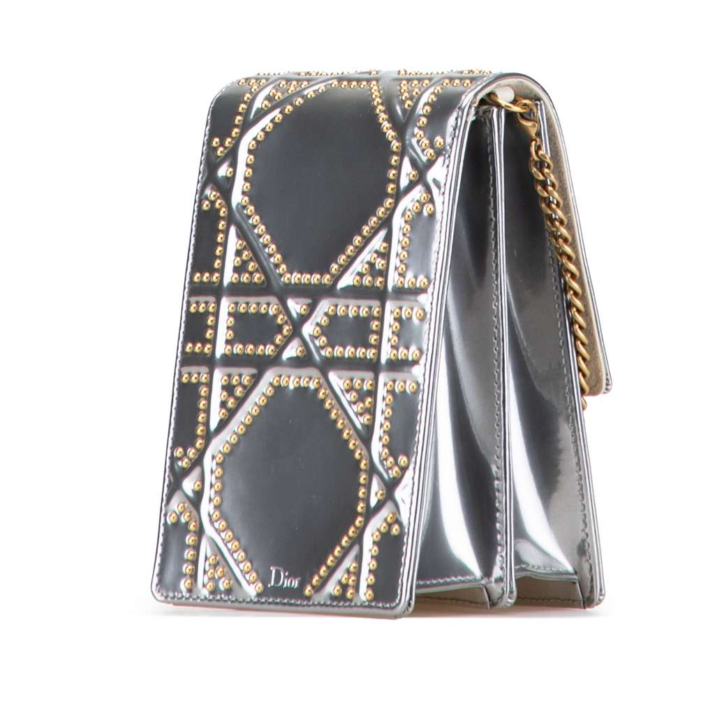 Dior Metallic Studded Calfskin Vertical Diorama - 2