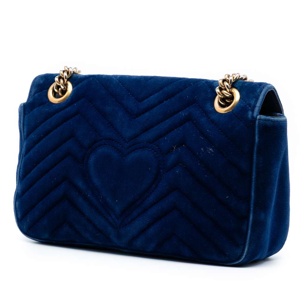 Gucci Medium GG Marmont Matelasse Velvet Shoulder Bag - 2