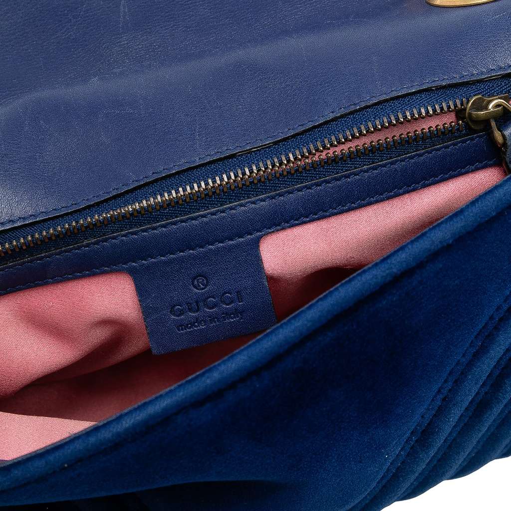 Gucci Medium GG Marmont Matelasse Velvet Shoulder Bag - 4