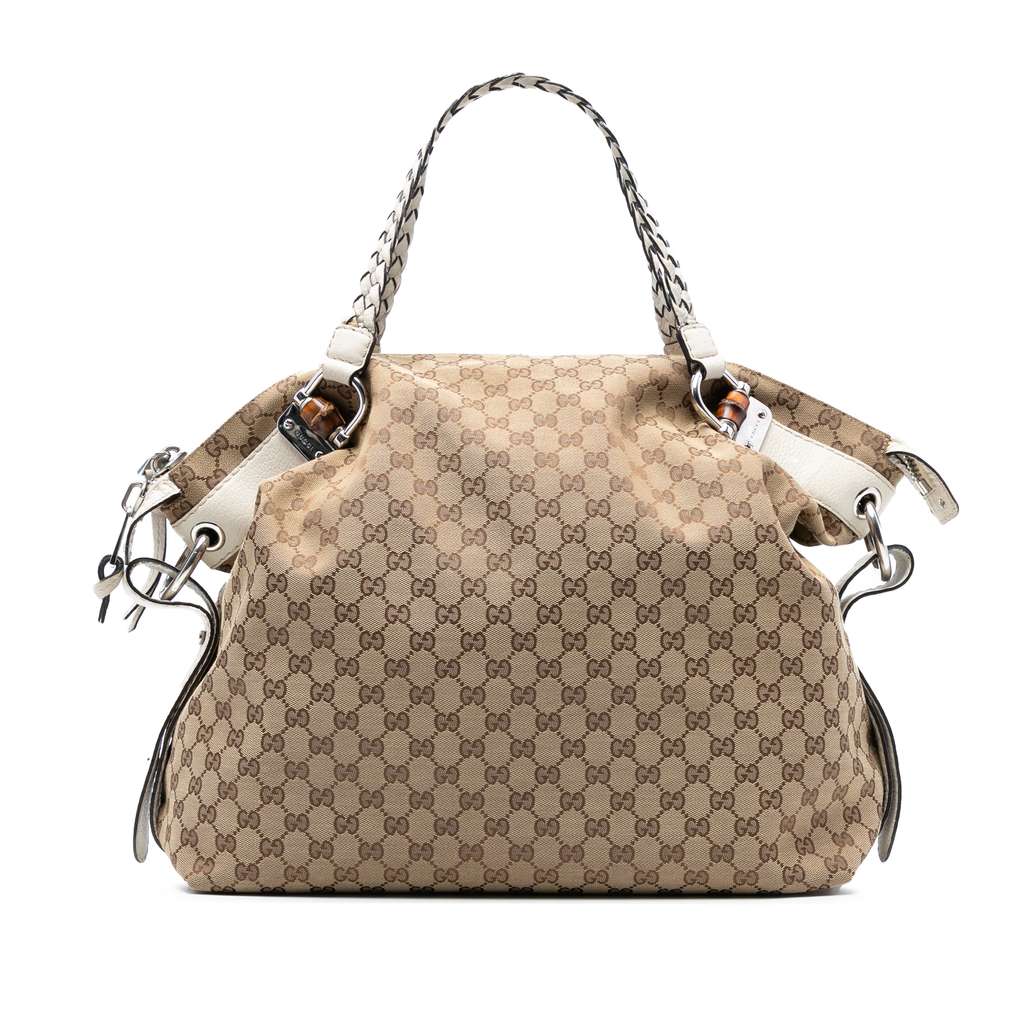 Gucci Large GG Canvas Bamboo Bar Tote