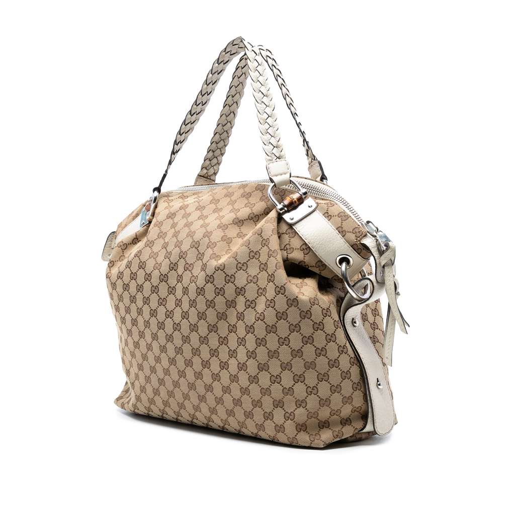 Gucci Large GG Canvas Bamboo Bar Tote - 2