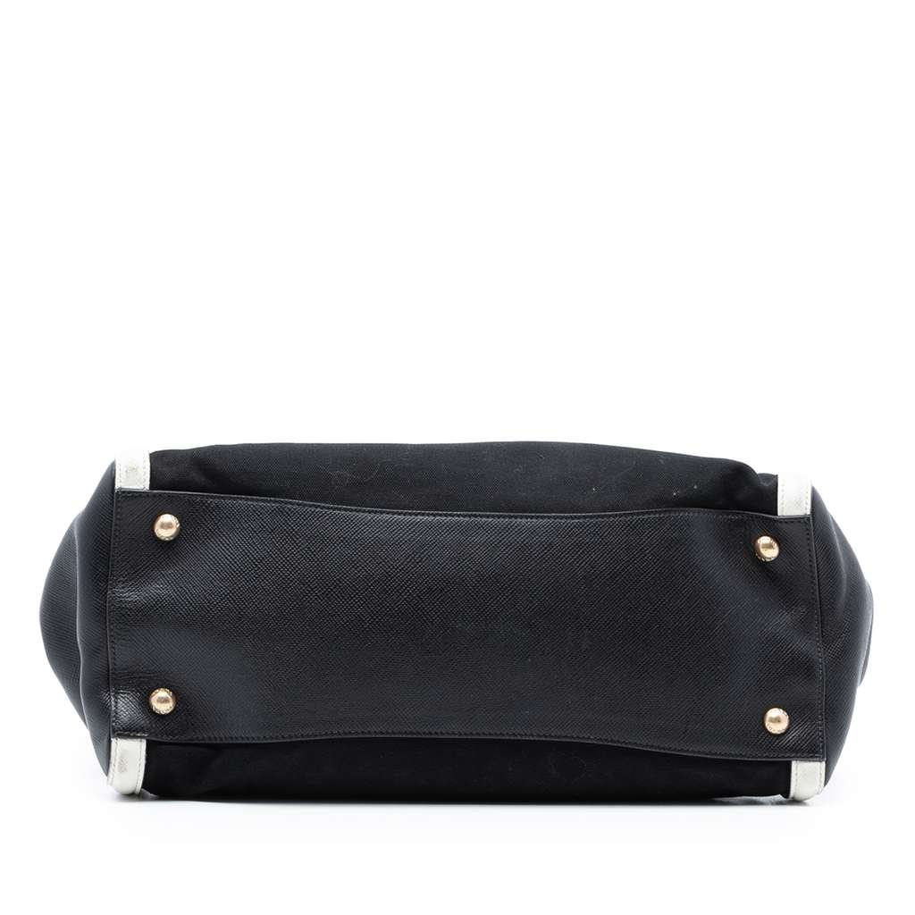 Prada Saffiano Trimmed Canvas Satchel - 3