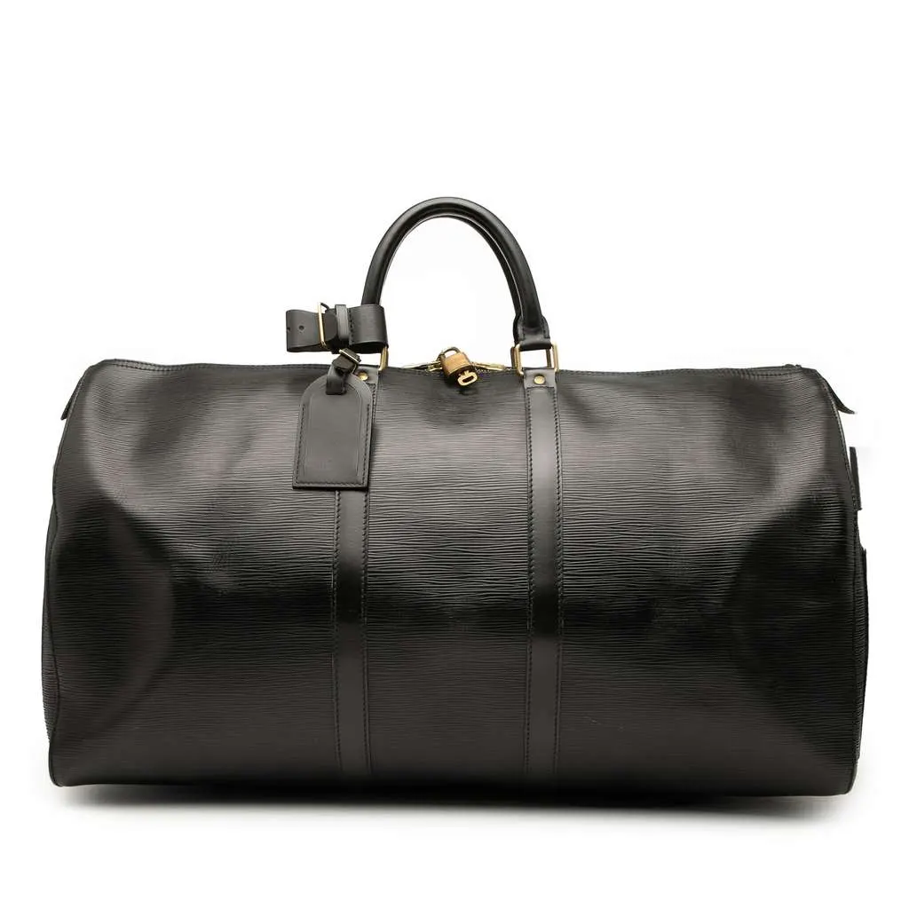 Louis Vuitton Epi Keepall 55 Black Leather Fair - Front View