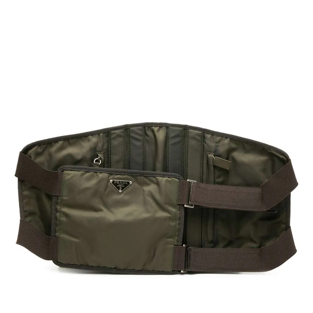 Prada Tessuto 1999 Tactical Belt Bag Brown Good - Front View