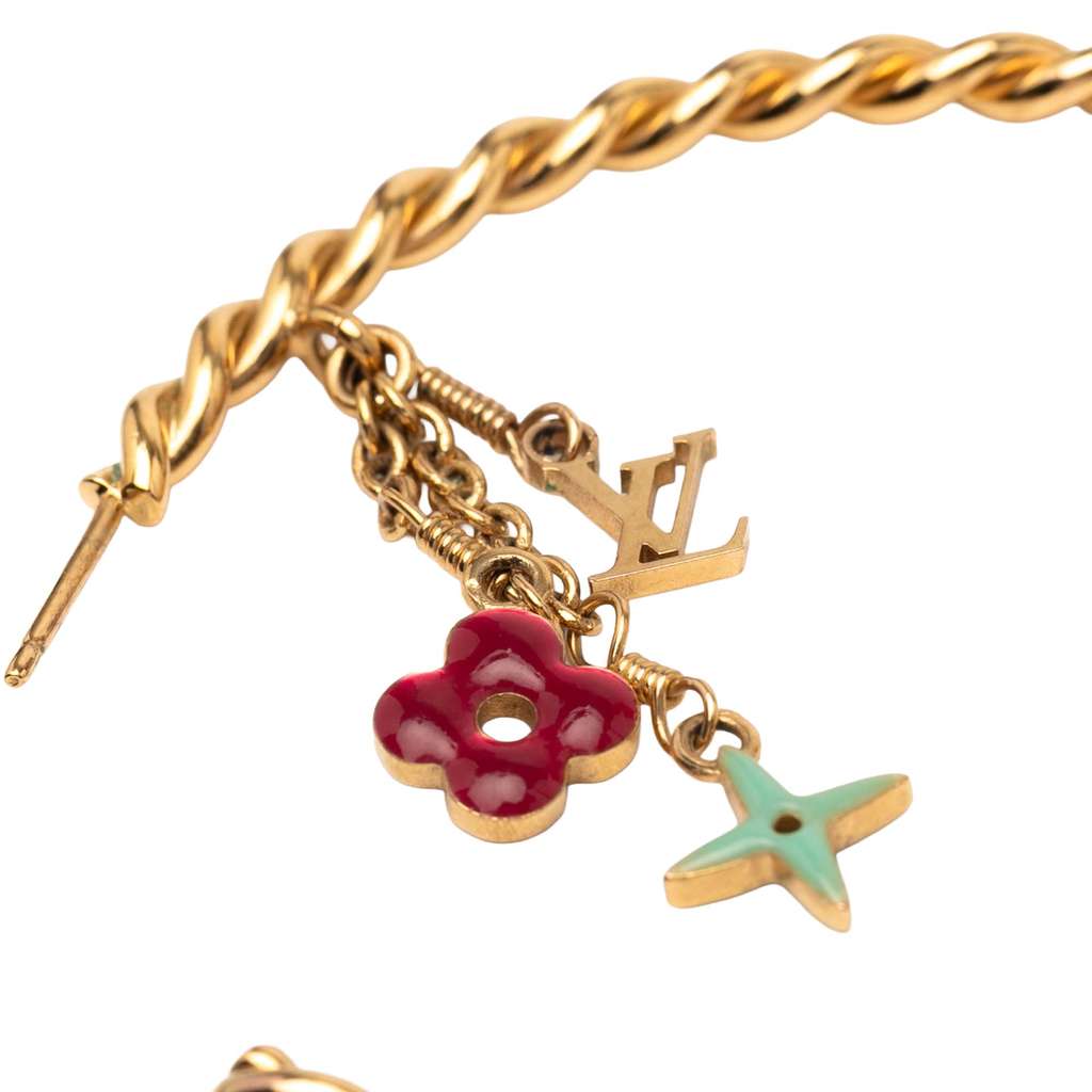 Louis Vuitton Gold Plated Enamel Sweet Monogram Hoop Earrings - 3