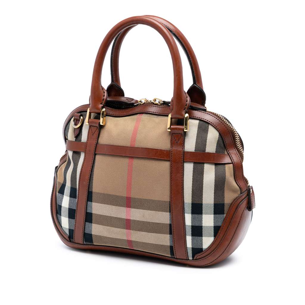 Burberry Small Leather Trimmed House Check Canvas Bridle Orchard Satchel - 2