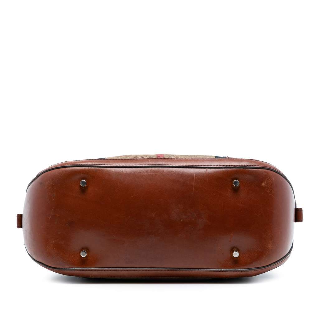 Burberry Small Leather Trimmed House Check Canvas Bridle Orchard Satchel - 3