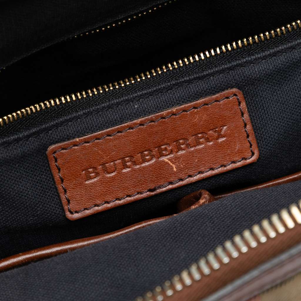 Burberry Small Leather Trimmed House Check Canvas Bridle Orchard Satchel - 5