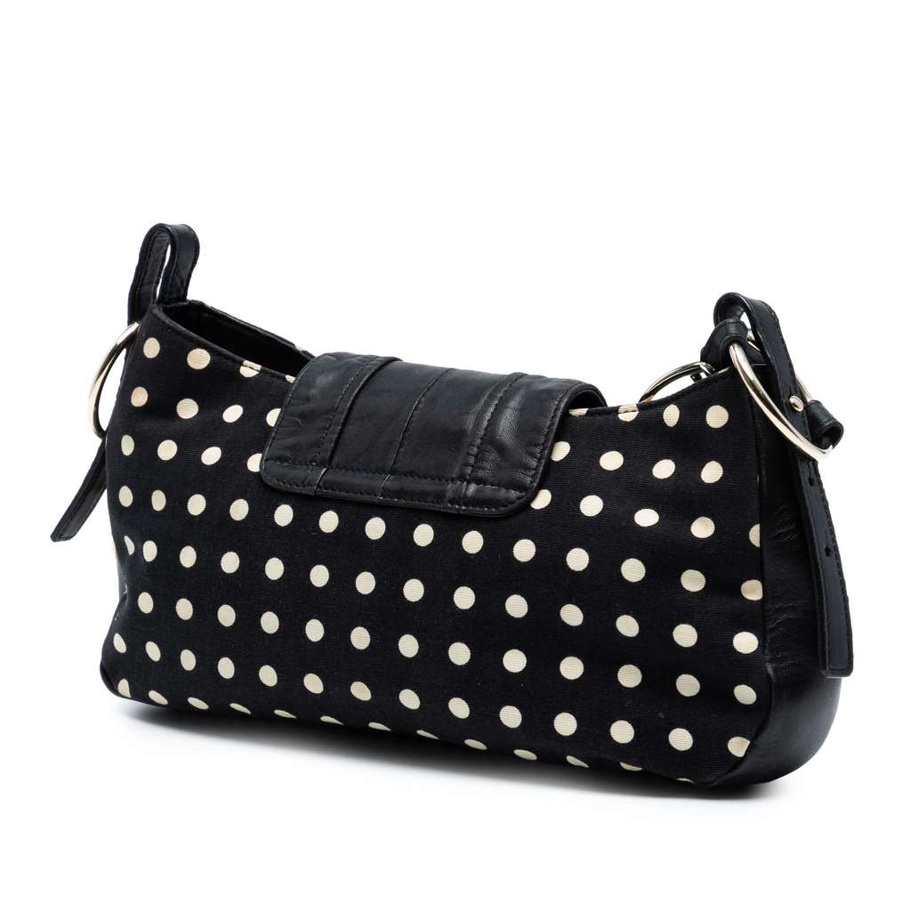Saint Laurent Polka Dot Print Canvas Saharienne Shoulder Bag - 2