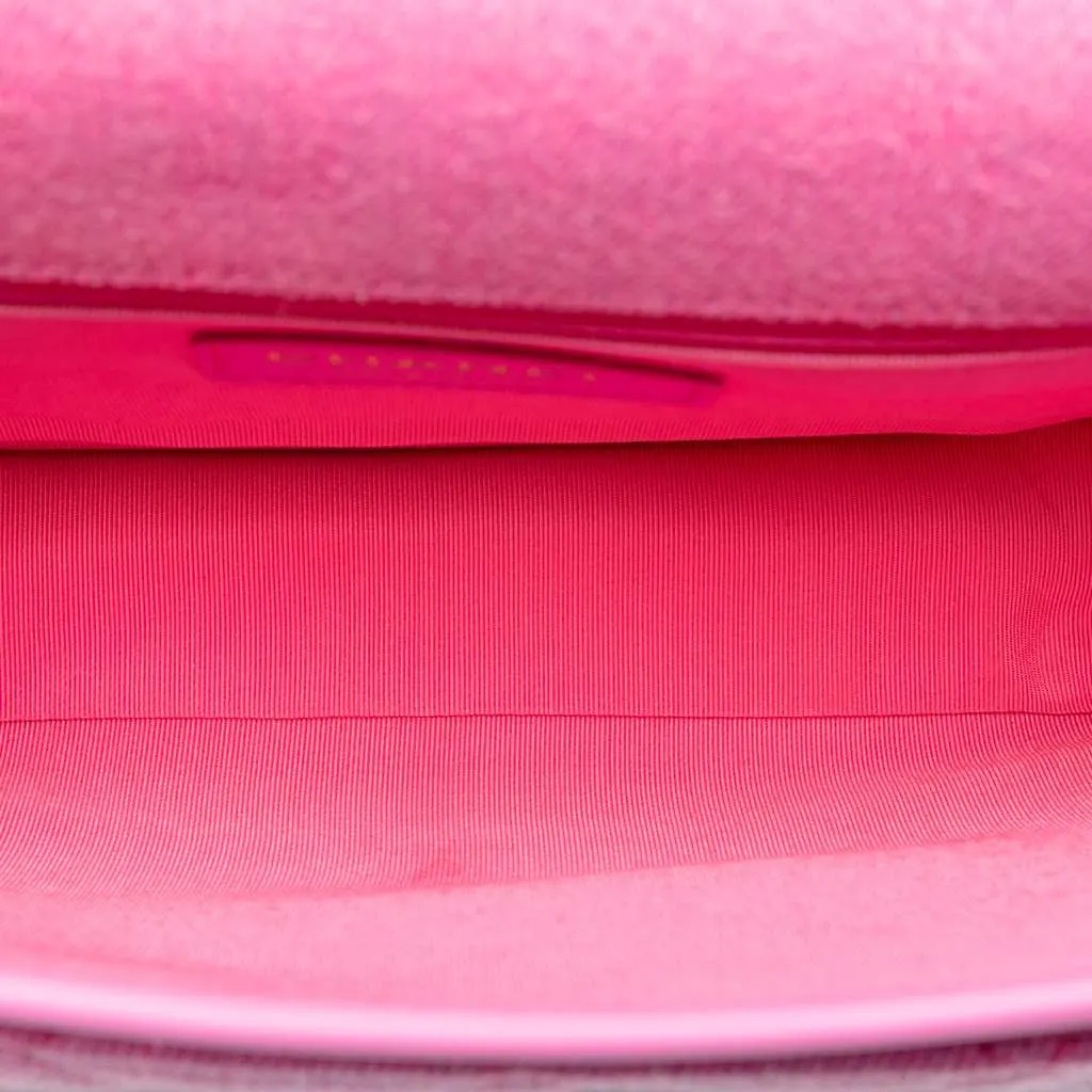 Chanel Small CC Quilted Denim Messenger Flap Pink Denim Very good - Model View