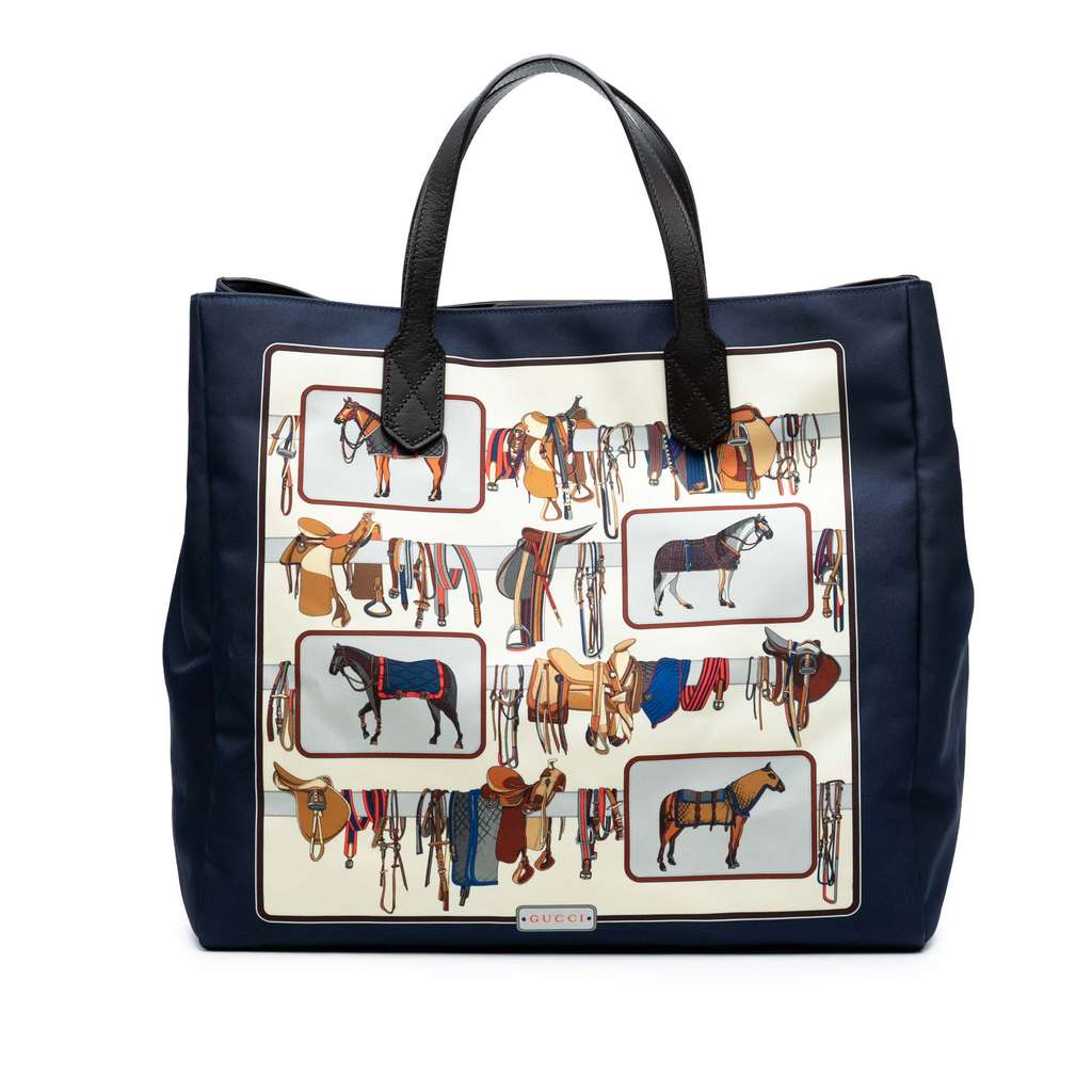 Gucci Nylon Horse Frame Print Tote