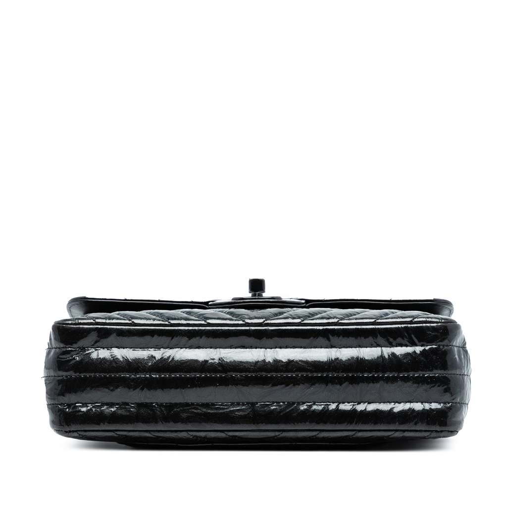 Chanel Small Classic Chevron Patent So Black Double Flap - 3