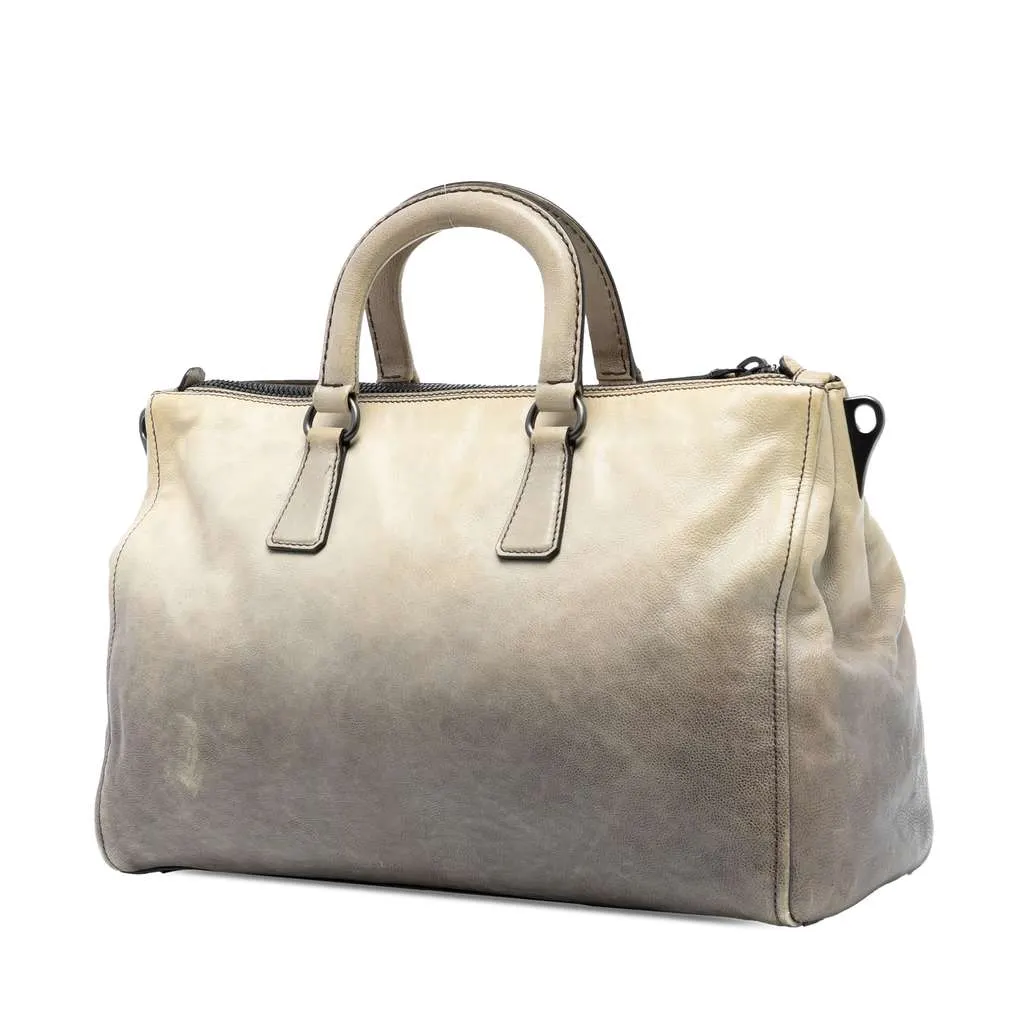 Prada Glace Calf Ombre Leather Satchel Brown Leather Very good - Back View