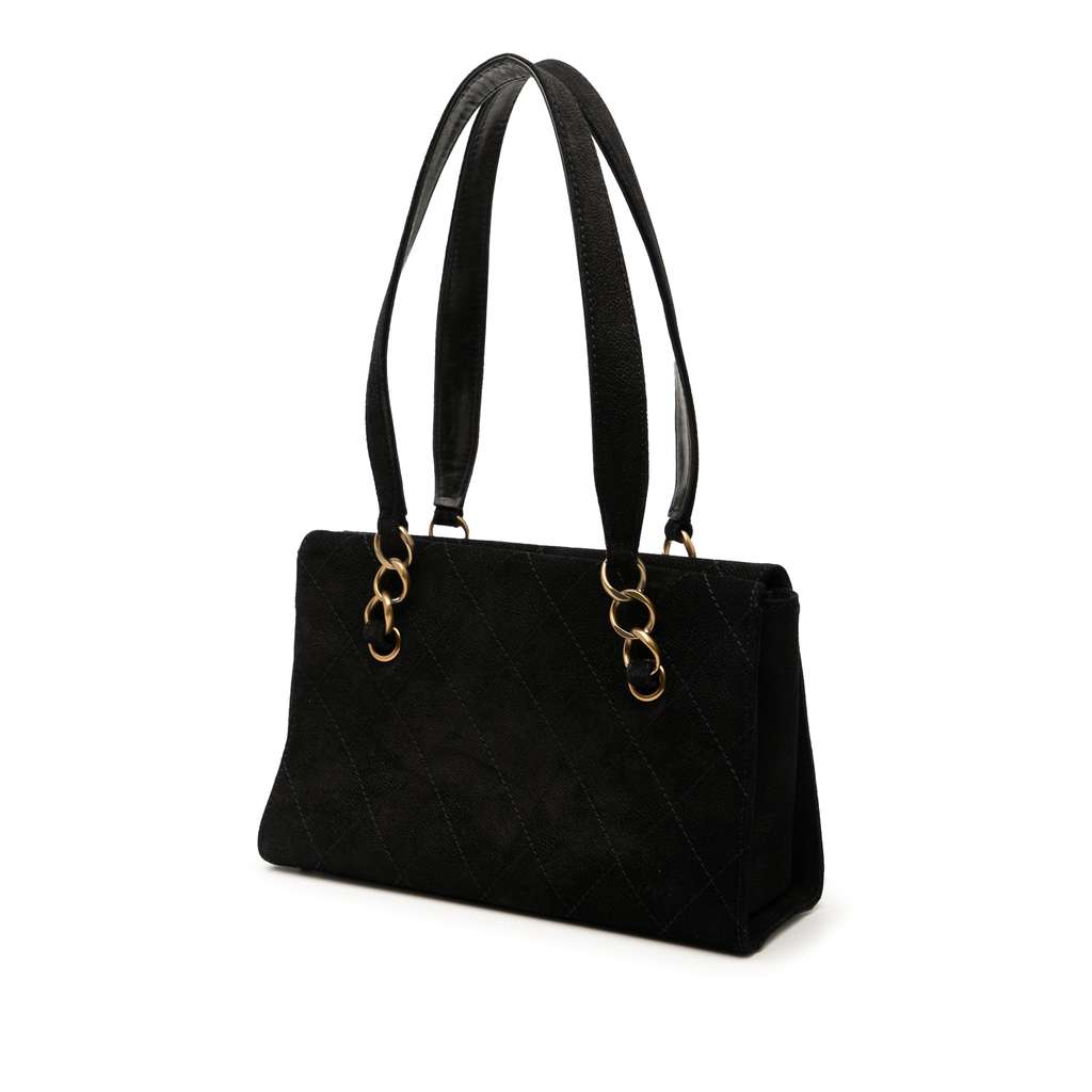 Chanel CC Suede Caviar Stitched Tote - 2