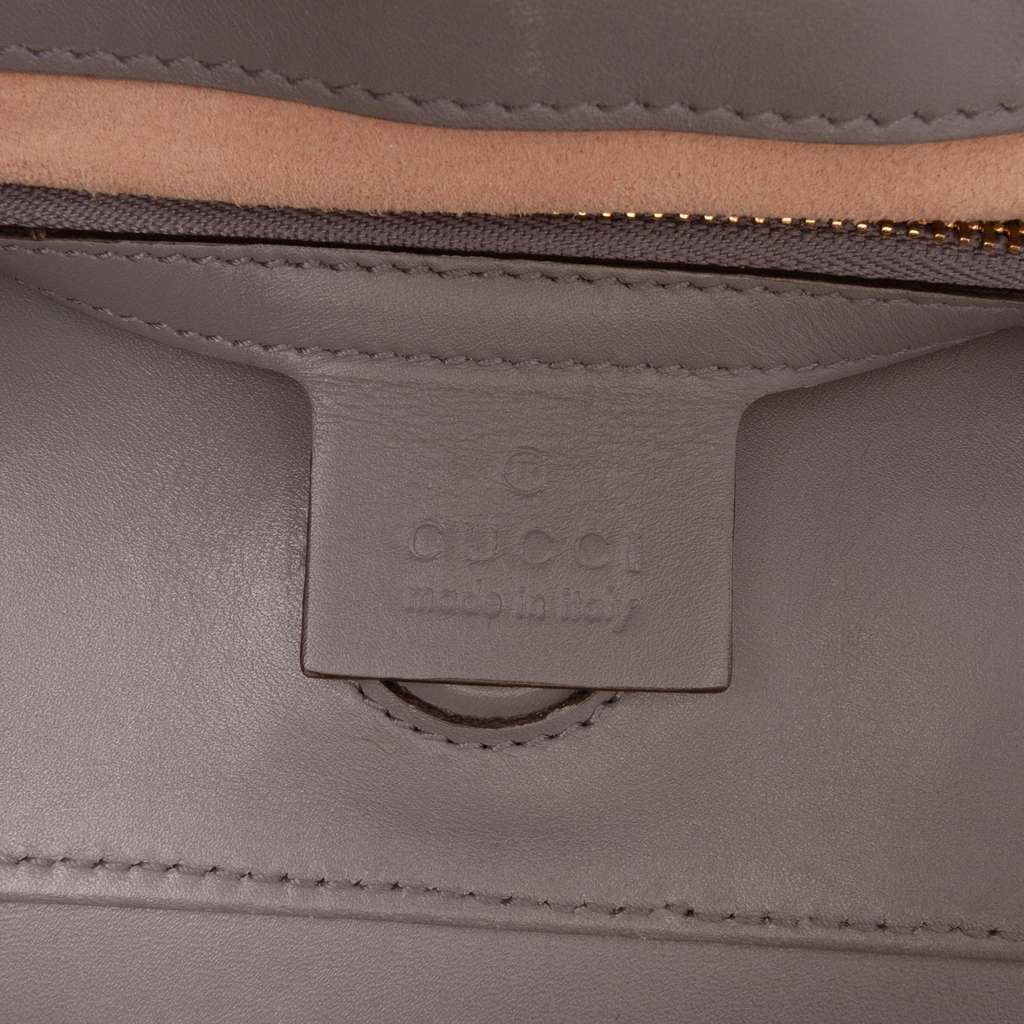 Gucci Medium Leather Bamboo Nymphaea Satchel - 5