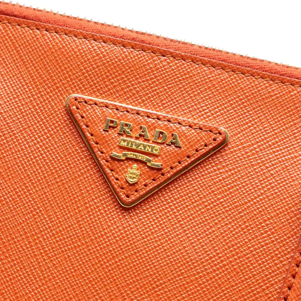 Prada Medium Saffiano Lux Promenade Satchel Orange Leather Good - Box View