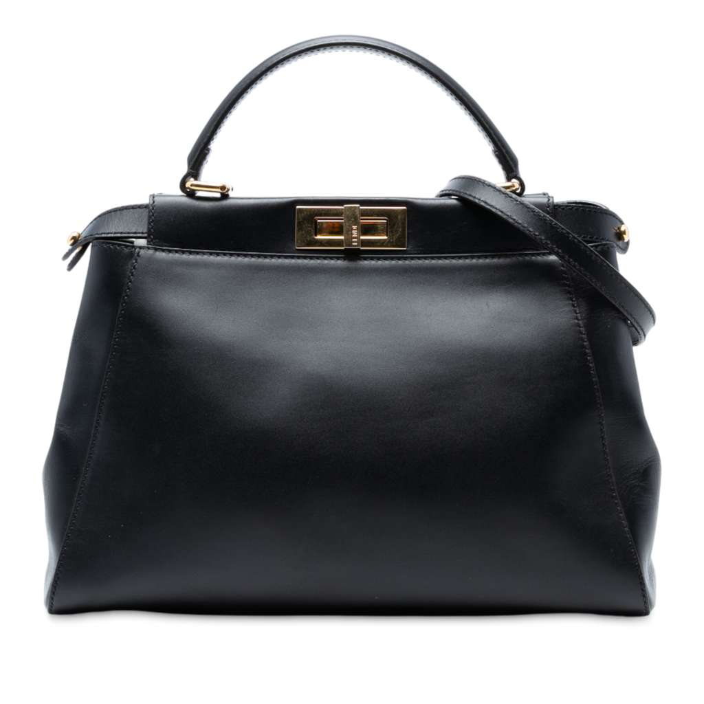 Fendi Medium Shiny Nappa Peekaboo Iconic Satchel