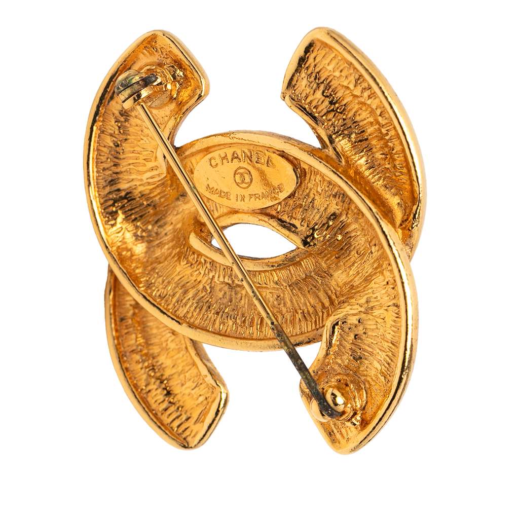 Chanel Gold Plated CC Quilted Brooch - 2