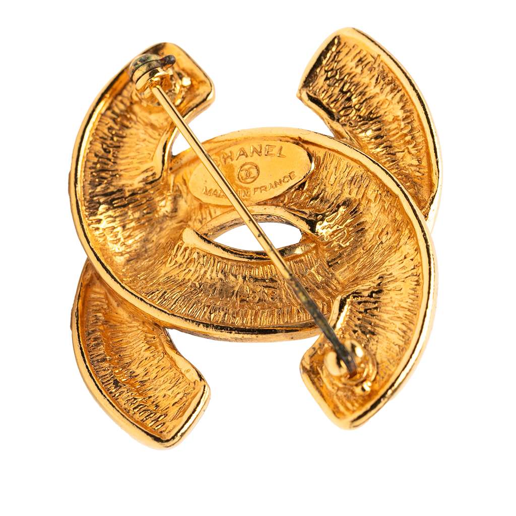 Chanel Gold Plated CC Quilted Brooch - 3