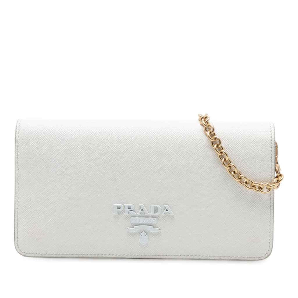 Prada Saffiano Lux Monochrome Wallet on Chain