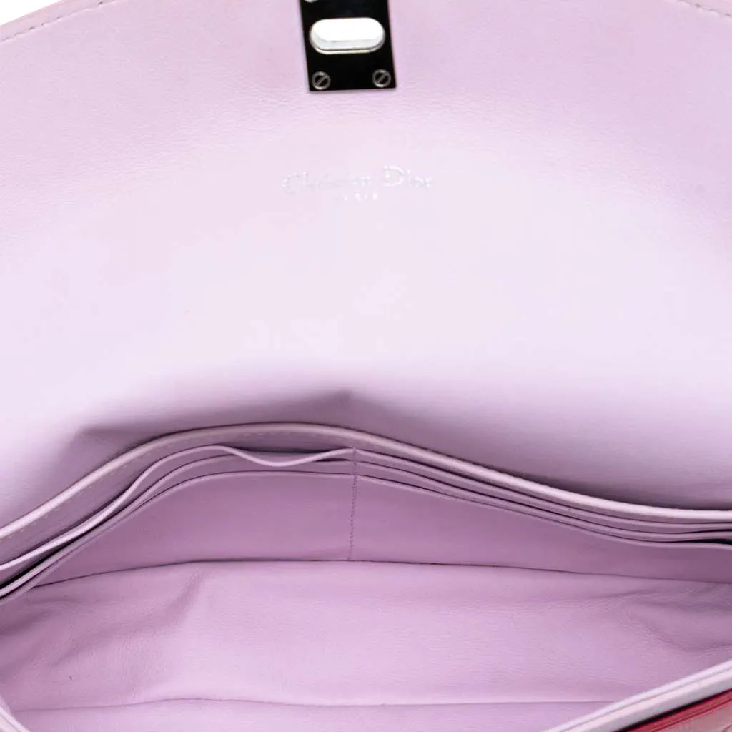 Dior Tricolor Leather Turn Lock Wallet on Chain Pink Leather Very good - Model View