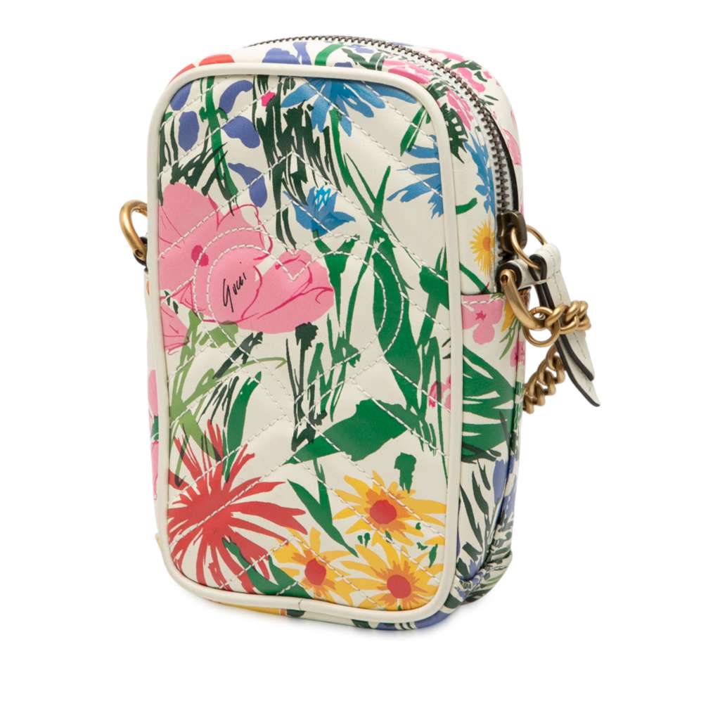Gucci Mini GG Marmont Floral Printed Matelasse Leather Crossbody - 2