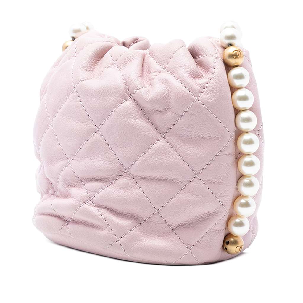 Chanel Mini Quilted Calfskin About Pearls Drawstring Bucket Bag - 2