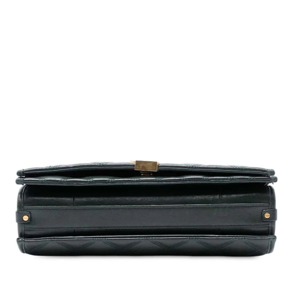 Saint Laurent Small Quilted Lambskin Becky Chain Shoulder Bag Green Leather Good - Inside View