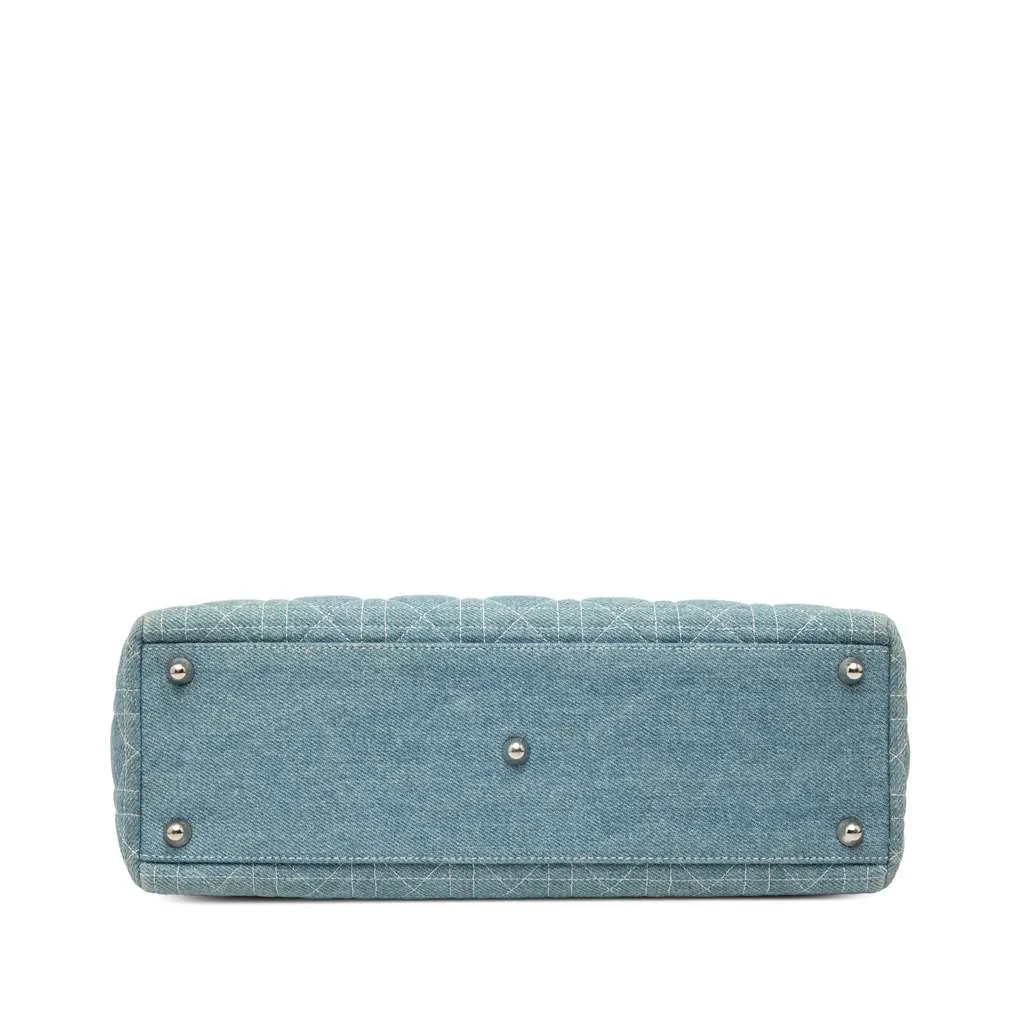 Dior Large Denim Cannage Acrylic Handles Lady Dior Blue Denim Very good - Inside View