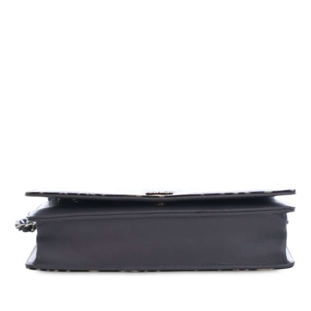 Chanel CC Embossed Patent Camellia Wallet On Chain - 4