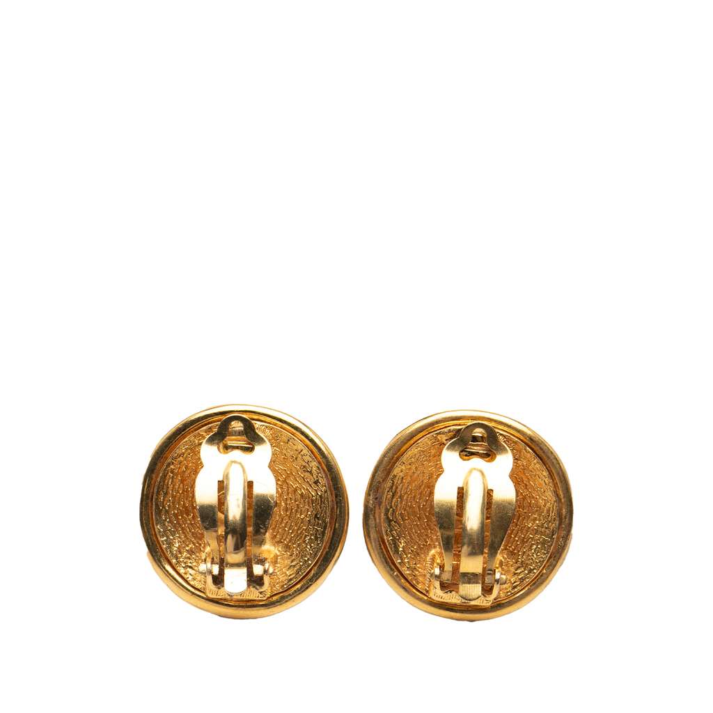 Chanel Gold Plated and Silver Plated CC Round Clip On Earrings - 2