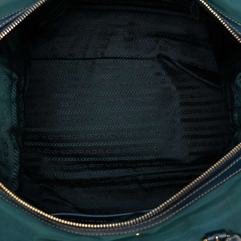 Prada Saffiano Trimmed Tessuto Logo Satchel - 4